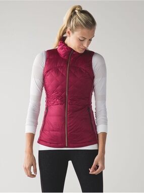 Lululemon Down For A Run Vest Berry Rumble Size 8 Goose Down Filled Lightweight